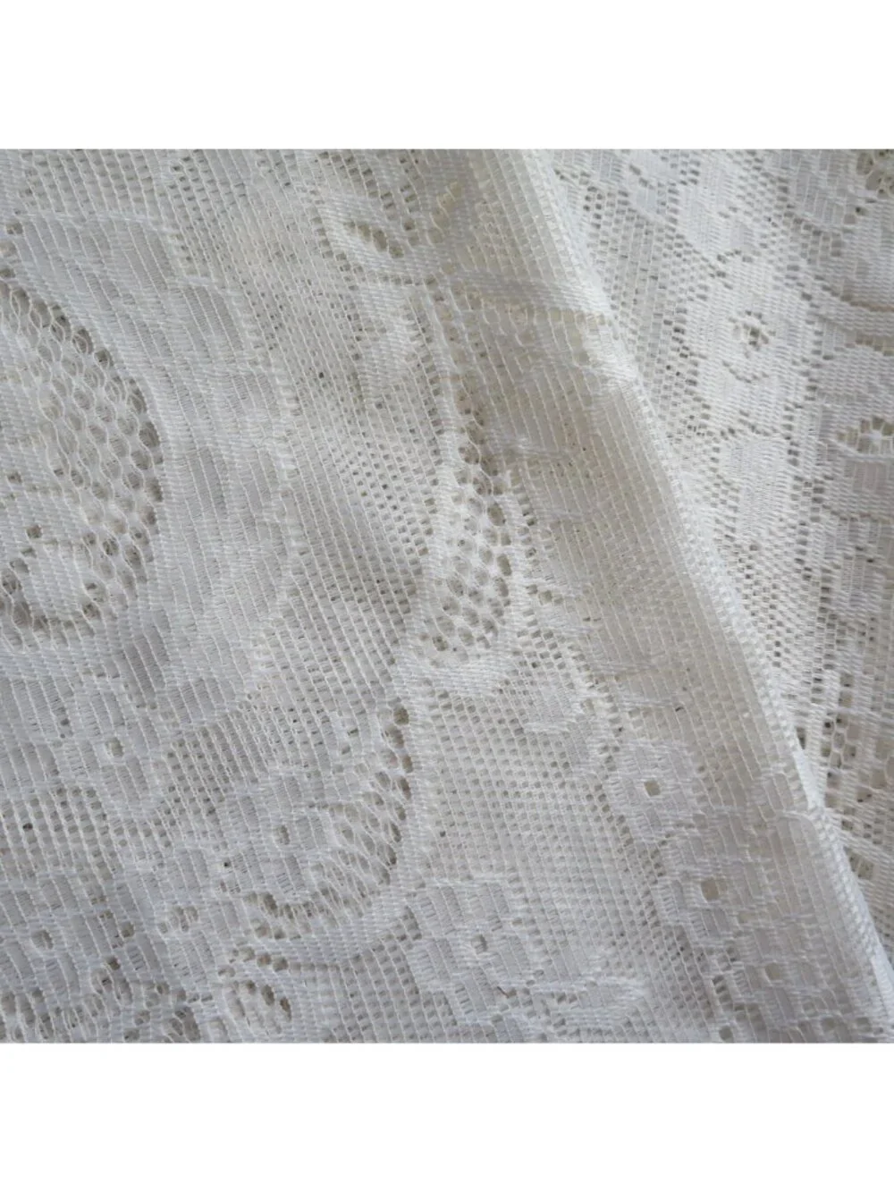 Vintage Sears White Lace Fabric Shower Curtain Ruffled Valance Floral 66